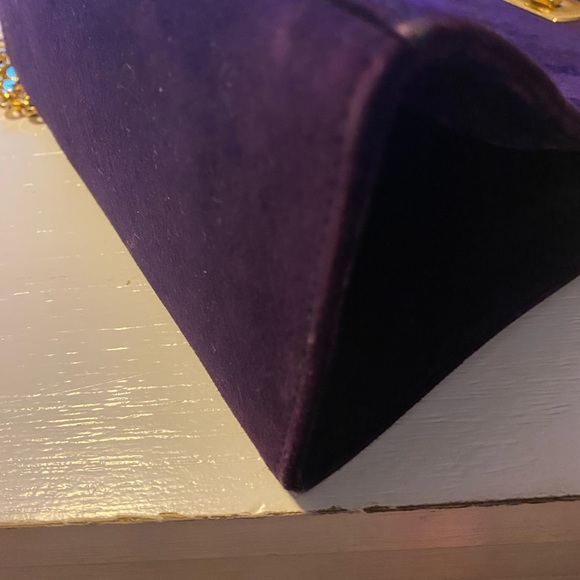 Purple and Gold Structured Clutch with Lock Closure - Picture 6 of 7